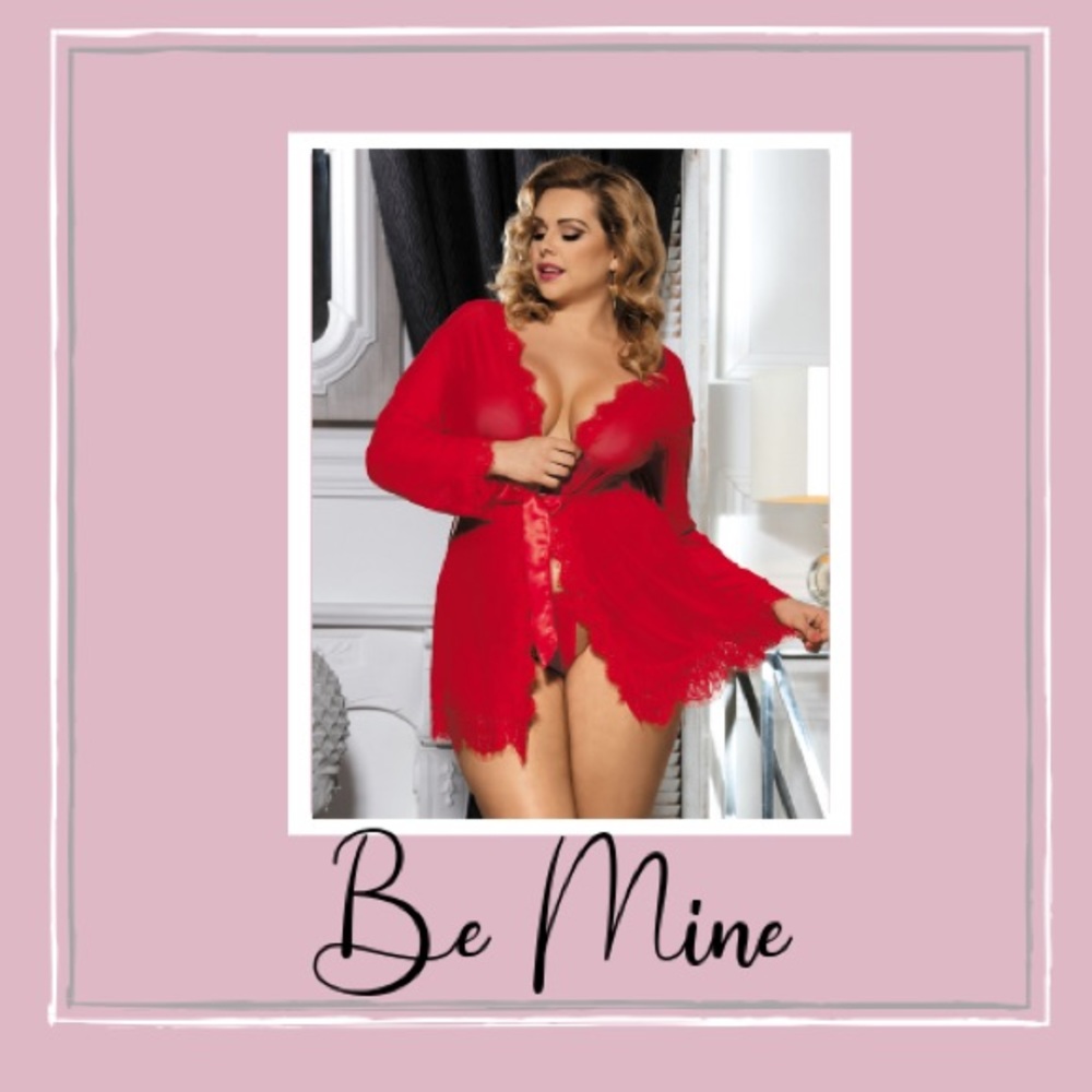 Sheer Lace Baby Doll Robe & V-string Panty